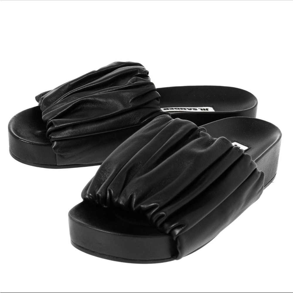 Jil Sander Black Ruched Slide Sandals